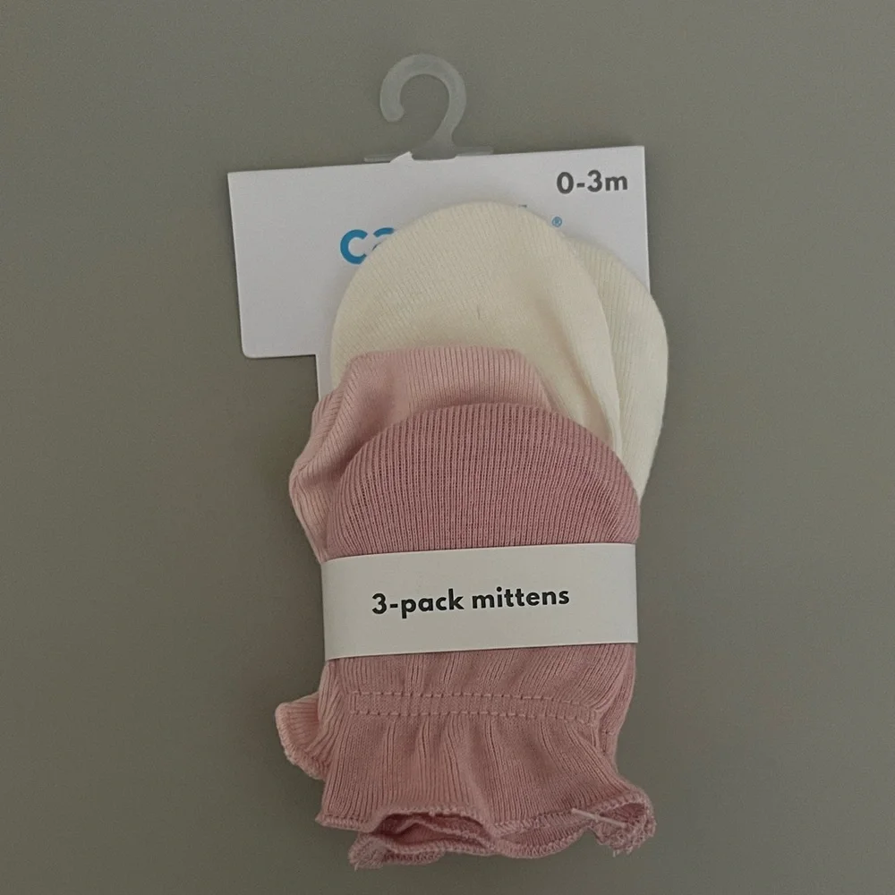Carter's Pink and Cream Mittens 3-Pack